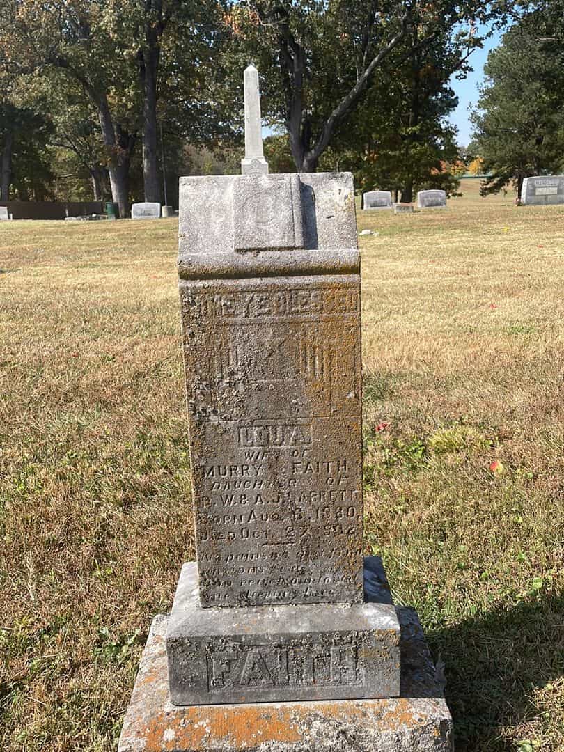 Lou A. Faith's grave. Photo 1