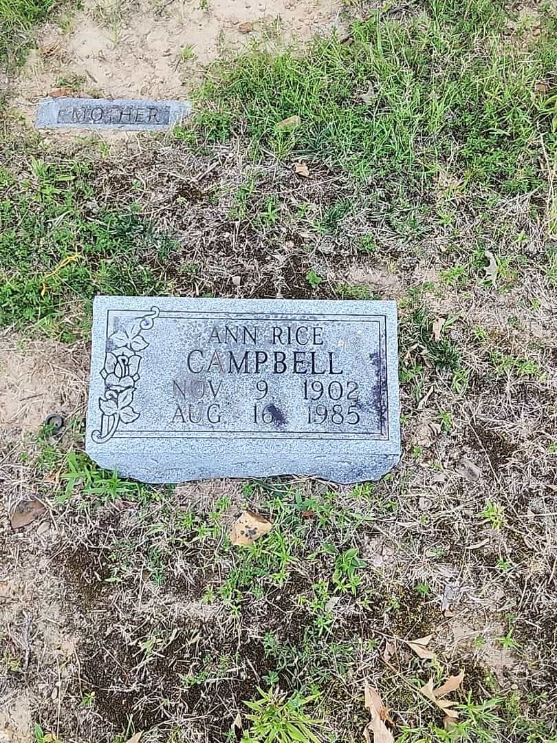 Ann Rice Campbell's grave. Photo 1